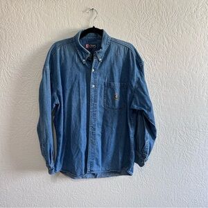 Vintage Chaps Ralph Lauren Men's Blue Denim Shirt Size Large